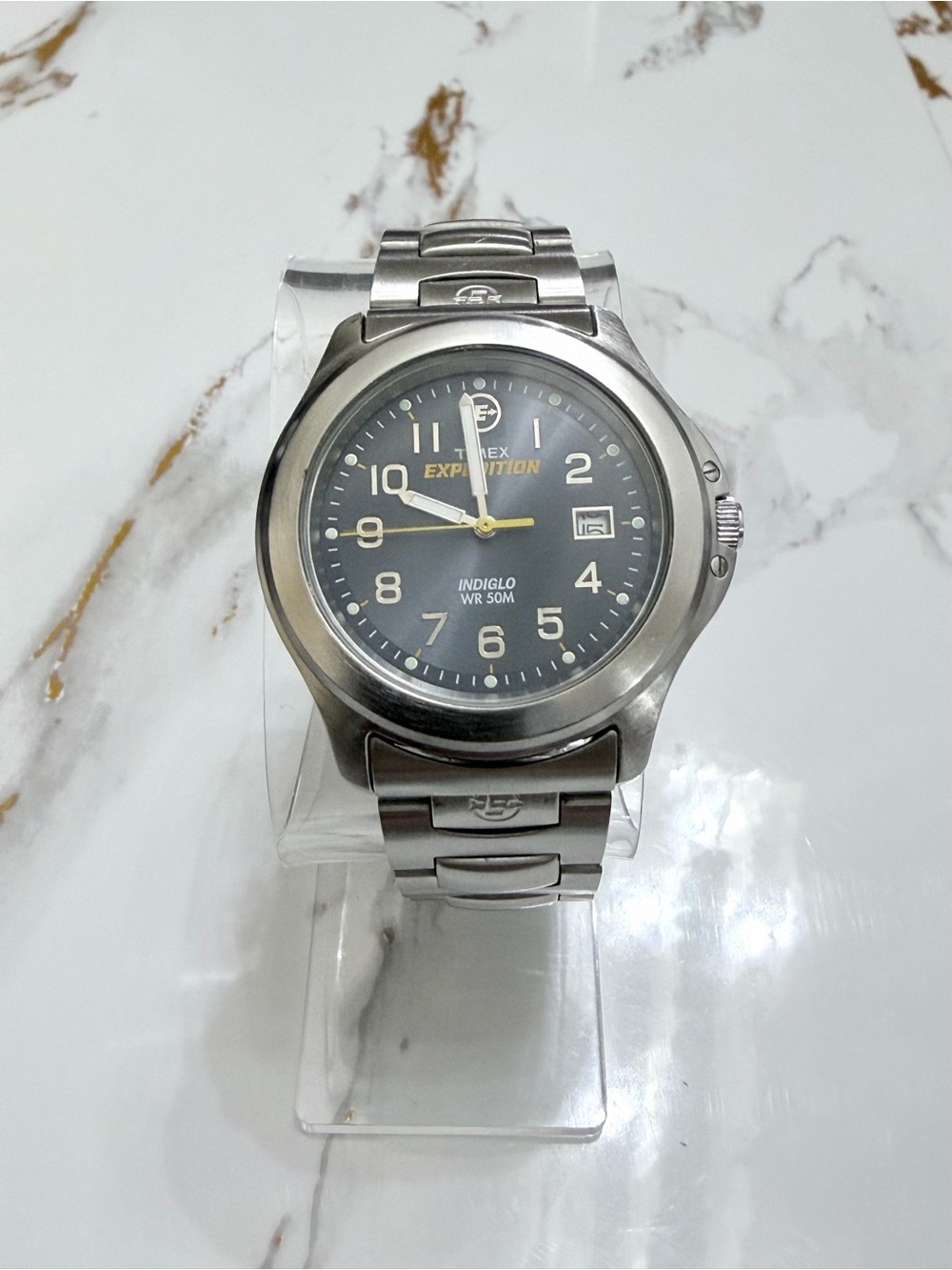 Vintage Timex Expedition Indiglo Blue Dial Men's Field Watch Date 1999